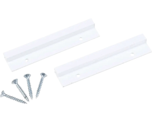 Deux rails de guidage blancs et quatre vis