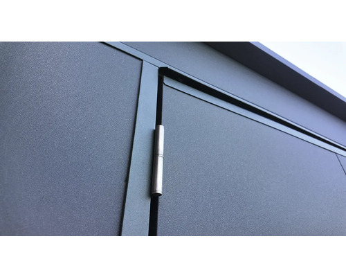 Gros plan d'une porte avec une charnière argentée