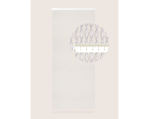 Dekoschals mit einer Dekorativen Struktur und einer Detailansicht mit einem Messlineal.