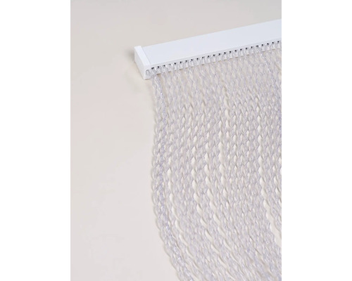 Dekorative Fadengardine mit weißer Halterung