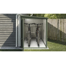 Fahrradbox aus Metall mit zwei Fahrrädern