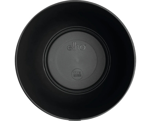 Schwarzer Blumentopf aus Kunststoff von oben