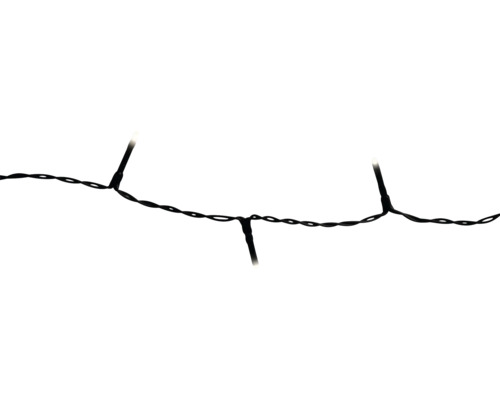 Lichterkette mit Leuchtdioden an einem schwarzen, gedrehten Kabel.
