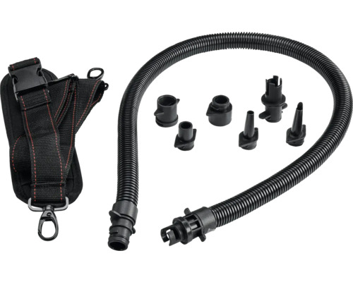 Schlauch mit verschiedenen Aufsätzen und Tragegurt