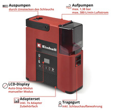 Einhell Power X-Change Akku-Kompressor mit LCD Display und Tragegurt