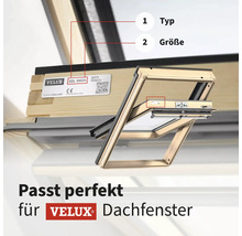 Velux Dachfenster Detailansicht mit Typ und Größe Information