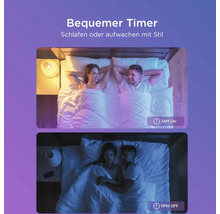 Bequeme Timer-Funktion für die Schlafzimmerbeleuchtung mit automatischem Einschalten um 7 Uhr morgens und Ausschalten um 23 Uhr abends.