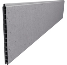 Panneau mural aspect béton avec profilé alvéolaire et assemblage à rainure et languette.