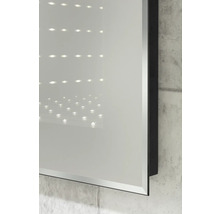 Miroir mural avec effet lumineux LED infini et cadre noir.