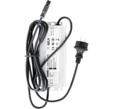 Alimentation LED 100 Watt 24 Volt IP67 avec fiche et câble de raccordement, certifiée SELV.