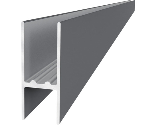 Profilé en H en aluminium pour le montage de panneaux de verre, gris argenté.