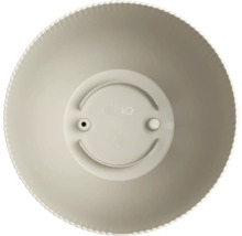 Pot de fleurs elho en plastique beige, vue de dessus avec bord nervuré.