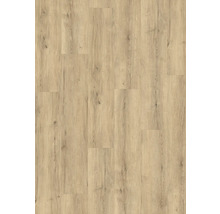 Revêtement de sol stratifié ou vinyle aspect chêne naturel avec veines et nœuds.