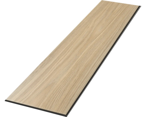 Lame de sol individuelle aspect chêne avec veinage de bois fin et bord sombre.