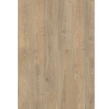 Laminat oder Vinylboden in Eichenoptik mit natürlicher Maserung und Astlöchern.