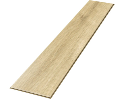 Lame de sol individuelle avec décor en bois aspect chêne clair et surface structurée pour revêtements de sol.