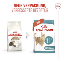 Nourriture pour chats Royal Canin pour seniors de plus de 11 ans dans un nouvel emballage et avec une recette améliorée.