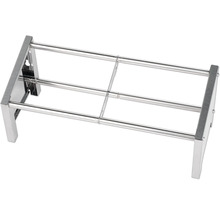 Ausziehbares Schuhregal aus Metall mit drei Teleskopstangen.