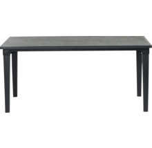 Table de jardin rectangulaire en plastique anthracite avec un plateau à lattes.