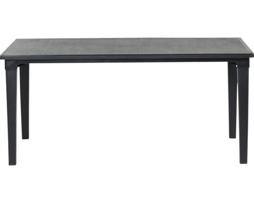 Table de jardin rectangulaire en plastique anthracite avec un plateau à lattes.