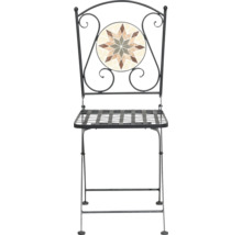 Chaise de jardin pliante en métal avec dossier rond en mosaïque et motif d'étoile.