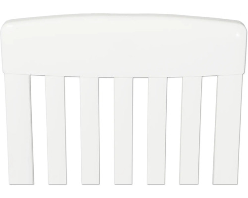 Dossier de chaise blanc avec barreaux verticaux.