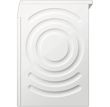 Paroi latérale blanche d'un lave-linge avec structure circulaire pour l'amortissement des vibrations.