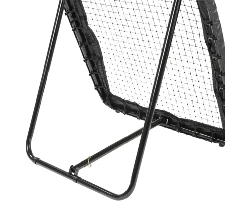 Rebounder Trainingsnetz mit verstellbarem schwarzem Metallrahmen und gespanntem Netz für Ballsportarten.
