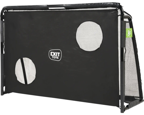 Mur de tir EXIT TOYS noir pour buts de football avec deux ouvertures cibles et cadre métallique pour l'entraînement.