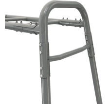 Élément de cadre métallique gris avec tubes ronds et raccords vissés.