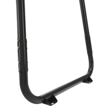 Cadre métallique noir en forme de U avec supports de montage et raccords latéraux.