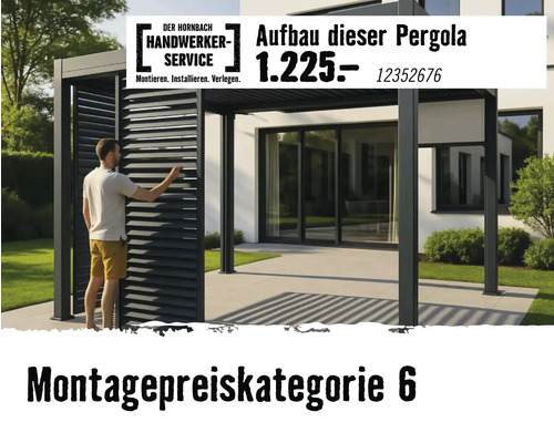 Hornbach Handwerker-Service für den Aufbau einer modernen Pergola mit Lamellen zum Festpreis.