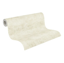 Vliestapete mit Putzstruktur in Beige, teilweise ungerollt.