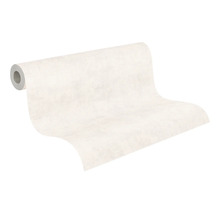 Rouleau de papier peint intissé avec une surface structurée et unie en blanc cassé.