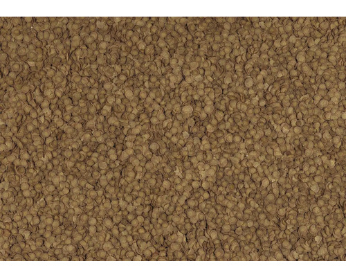 Nourriture brune pour poissons sous forme de pastilles rondes et plates pour aquarium.