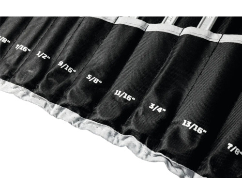 Trousse à outils en textile avec compartiments étiquetés pour clés en pouces.