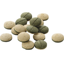 Pastilles pour poissons à deux couches pour poissons de fond en aquarium.