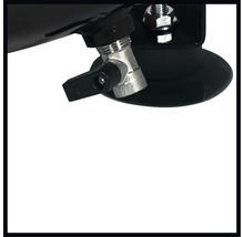 Ablassventil für Kompressor-Druckbehälter aus Metall mit schwarzem Hebel.