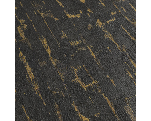 Gros plan d un papier peint intisse texture avec une surface sombre et des rayures verticales dorees metallisees.