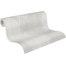Rouleau de papier peint avec un grand motif de plumes et une surface structurée