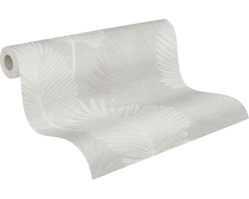 Rouleau de papier peint avec un grand motif de plumes et une surface structurée