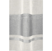 Tissu de rideau transparent blanc avec des rayures horizontales grises aspect lin.