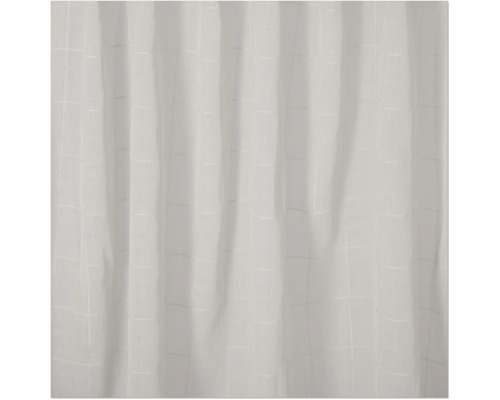 Rideau blanc avec motif à carreaux discret et plis.