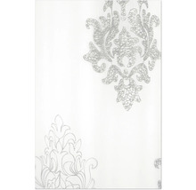 Tissu de rideau avec motif damasse floral brode en gros plan.