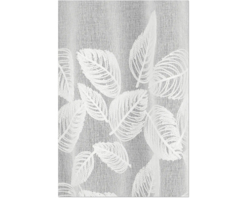 Rideau transparent avec motif de feuilles brodées.