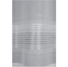 Tissu de rideau transparent avec motif à rayures horizontales et aspect tissé structuré.