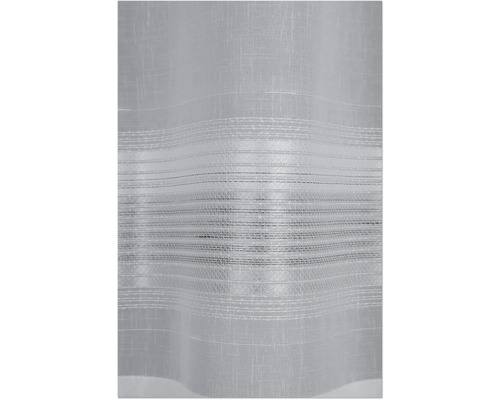 Tissu de rideau transparent avec motif à rayures horizontales et aspect tissé structuré.