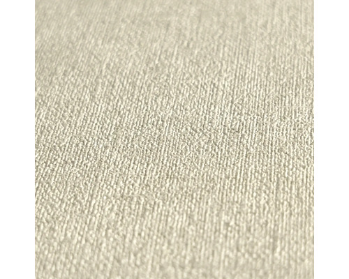 Gros plan d'un papier peint intissé beige avec une surface à structure fine et granuleuse.