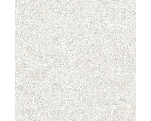 Papier peint structuré avec un aspect crépi fin en blanc.