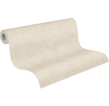 Leicht ausgerollte Tapete mit feiner Putzoptik in Creme.